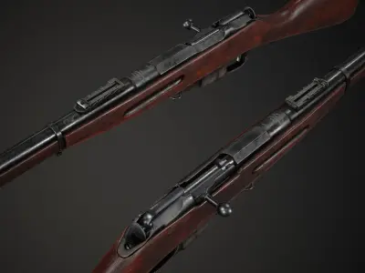 PBR Soviet Mosin Nagant 1891 Low-poly 3D model