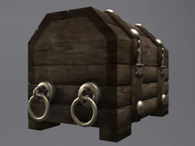 Old wooden chest Free low-poly 3D model