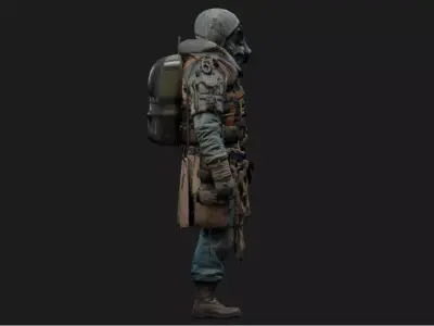 Dystopian Wasteland Scavenger Low-poly 3D model