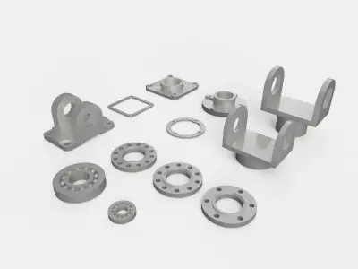 Mechanical Kitbash Low-poly 3D model