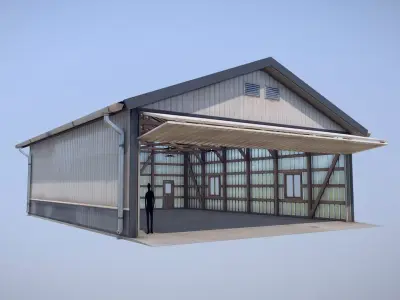 Airfield Hangar 12m Vr1 DARK Low-poly 3D model