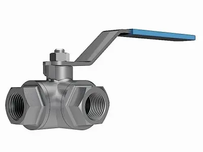 3-Way Ball Valves - BSP Threaded Ends - 3D model