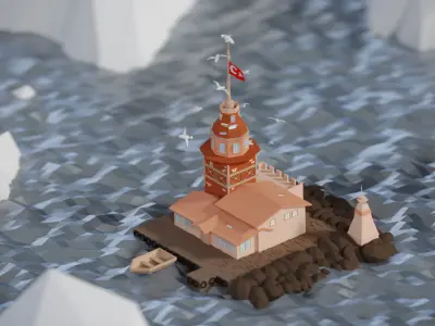 Maiden s Tower Low-poly 3D model