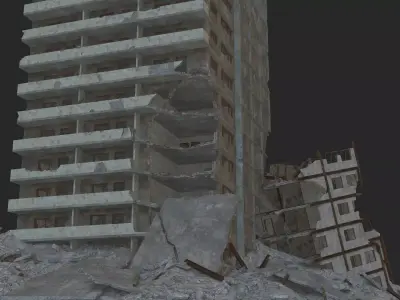 destroyed building Low-poly 3D model