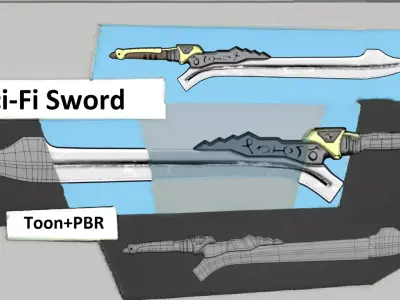 Sci-Fi Sword Stylized and PBR Variants Low-poly 3D model