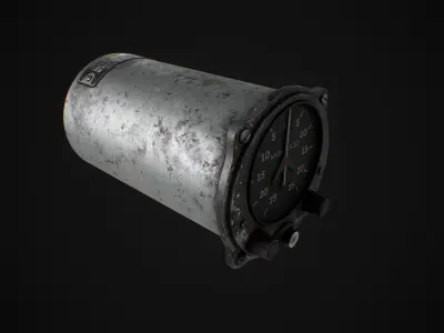 PBR Soviet Plane Navigation Compass Low-poly 3D model