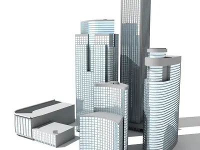 5 Cityscape Buildings 3 3D model