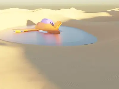 3d Aircraft Model water hole in desert 3D model
