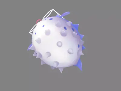 Cartoon purple pufferfish with glasses Low-poly 3D model