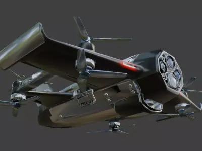 Futuristic Sci-Fi Drone Low Poly Game Ready Quadcopter 3D Model Low-poly 3D model