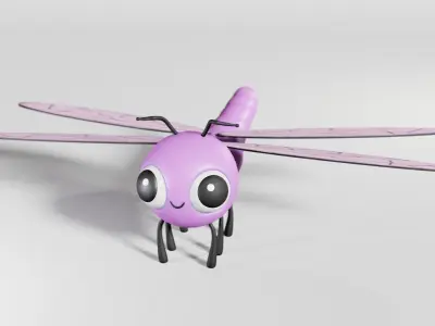 Cartoon DragonFly  Low-poly 3D model