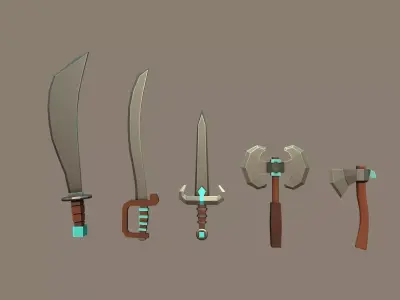 Knife Pack Low-poly 3D model