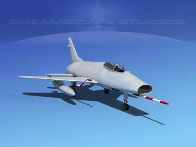 North American F-100D Super Sabre Bare Metal 3D model