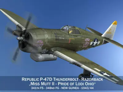 Republic P-47D Thunderbolt - Miss Mutt II 3D model