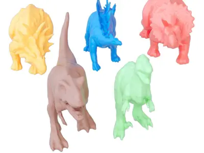 Collection of colored dinosaurs 3D model