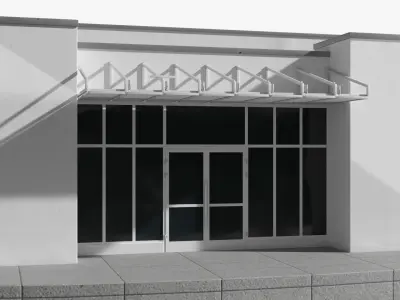 Flat Roof Building White 3D model