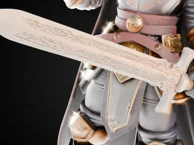 Stylized Sword - Crusader Blade Vow Cutter - Game Ready 3D model