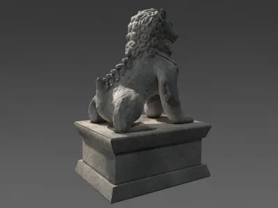 Chinese stone lion Low-poly 3D model
