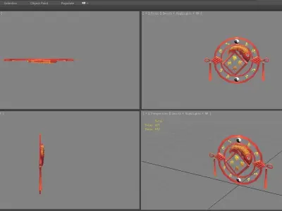 Cartoon Spring Festival Ornaments - Chinese New Year Stickers Low-poly 3D model