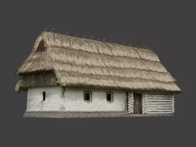 Medieval Houses Thatched Roofs - game ready Low-poly 3D model