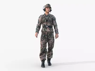 German Panzer Crew Soldier 2 WWII  Low-poly 3D model