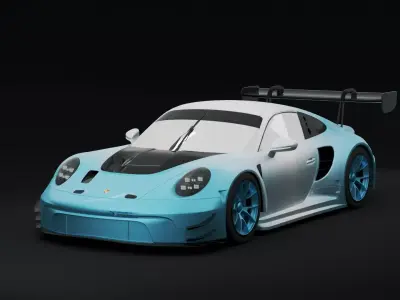 Porsche 911 GT3R 2023 3D model Free low-poly 3D model