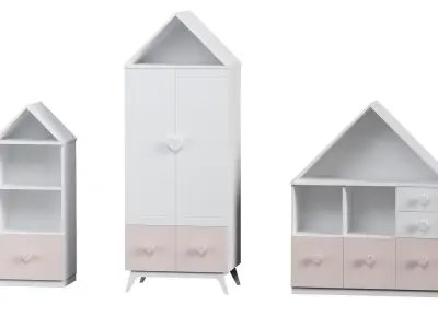Furniture set toy house with drawers 3D model