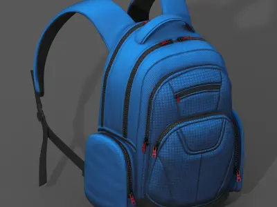 Backpack Camping color bag baggage fabric  Low-poly 3D model