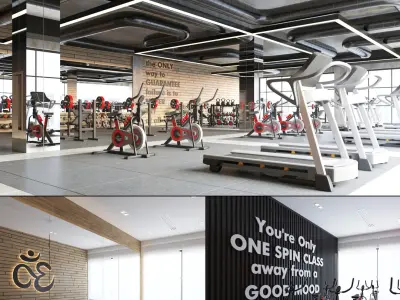 Fitness Center Gym Interior 3D model