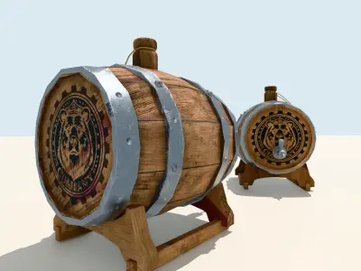 Modern Wooden Beer Keg Low-poly 3D model