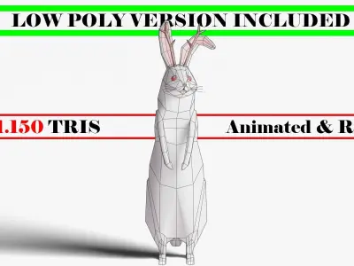 Mythical Rabbit Jackalope Low-poly 3D model