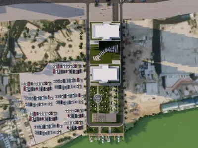 Modern Residential Towers with Mall 3D model