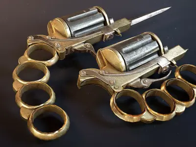 Foldable Revolver Low-poly 3D model