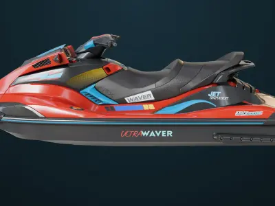 Jet Ski 01 Red Generic All PBR Unity UE Textures 3D model