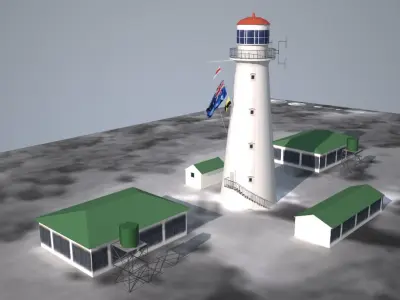The Sandy Cape Lighthouse Low poly 3D model