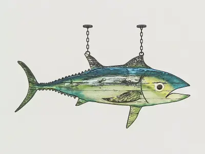 Fish Restaurant Sign 02 Low-poly 3D model