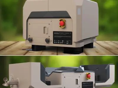 Industrial UAV Support Dock Closed Beige Rigged for Cinema 4D 3D model