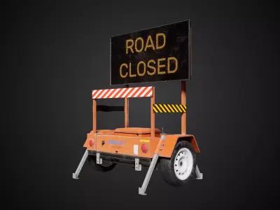 Traffic Message Sign Trailer Low-poly 3D model