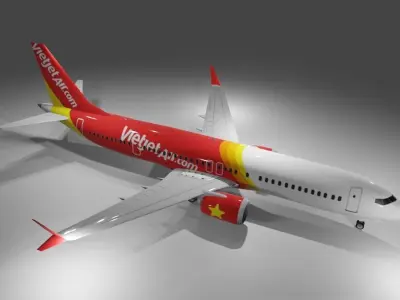 Vietjet airlines Boeing 737 max 8 200 3d model  Low-poly 3D model