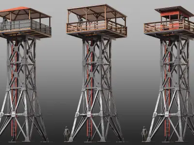 Game-ready Watchtower Set 1 Low-poly 3D model