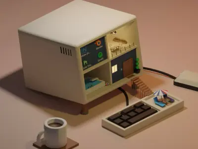 PC HOUSE Free low-poly 3D model