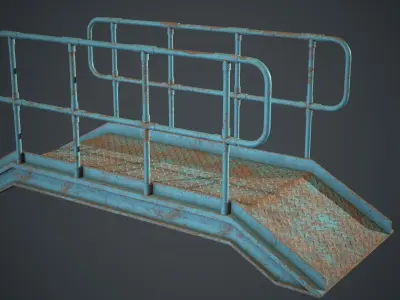 Industrial Metal Platform 2 PBR Game Ready Low-poly 3D model