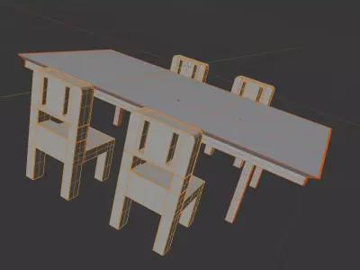 Table and Chairs 3D Model Low-poly 3D model