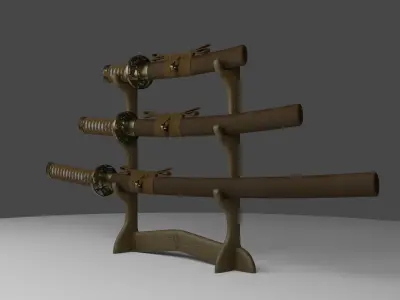 Set of japanese swords - Dragon Riujin 3D model