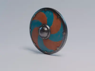 Stylized round shield Low-poly 3D model