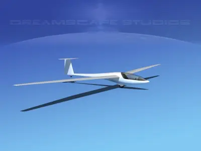 DG-400 17-Metre Sailplane Bare Metal 3D model