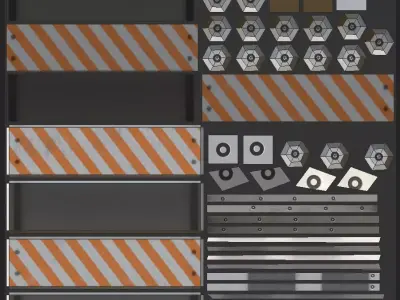 Road Barrier Variation 2 Low Poly PBR Game Ready Free low-poly 3D model