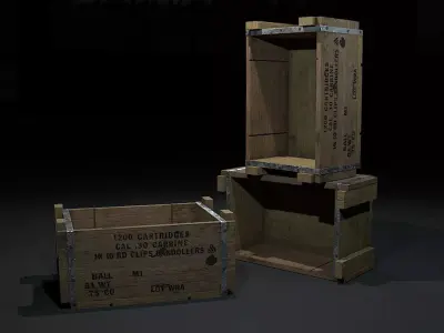 WW2-Crate two wooden boxes Low-poly 3D model