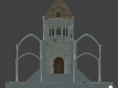 Cathedral Gothic Style compatible with any temporal era Low-poly 3D model
