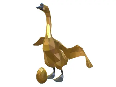 Animated Golden Goose Gold Egg Lowpoly Art Style Low-poly 3D model
